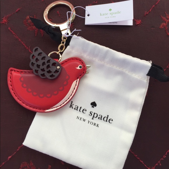 kate spade Handbags - Kate Spade Oh La La Red Leather Key Chain Bird NWT